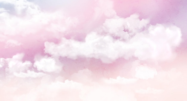 파스텔 그라데이션 색상 배경으로 판타지 하늘과 구름