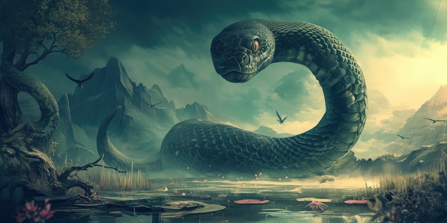 Foto gratuita illustrazione di serpente fantastico