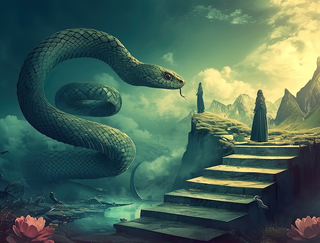 無料写真 幻想的なヘビのイラスト