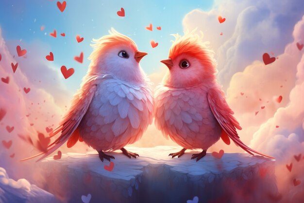 Fantasy style animals being in love