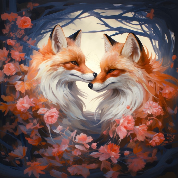 Free Photo fantasy style animals being in love