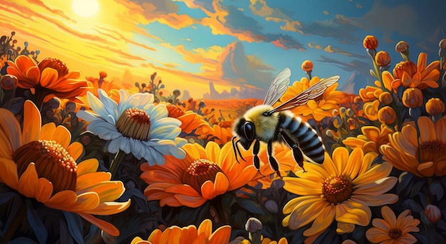 Free photo fantasy style bee in nature