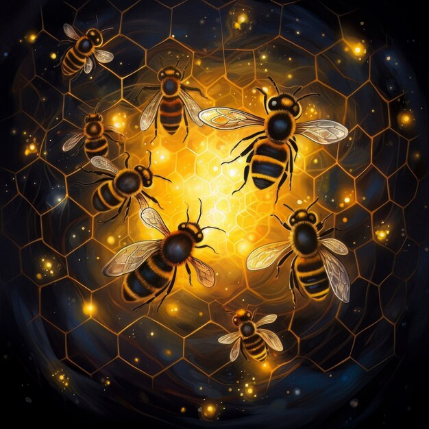 自然の中でファンタジースタイルのミツバチ