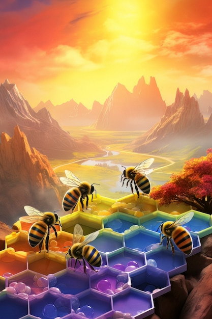 Foto gratuita un'ape in stile fantasia in natura