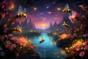 Free photo fantasy style bee in nature