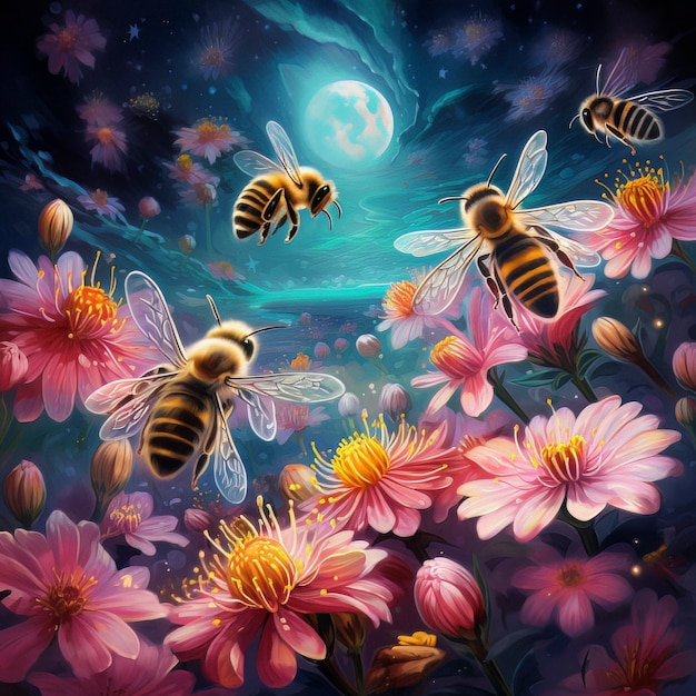 Free photo fantasy style bee in nature