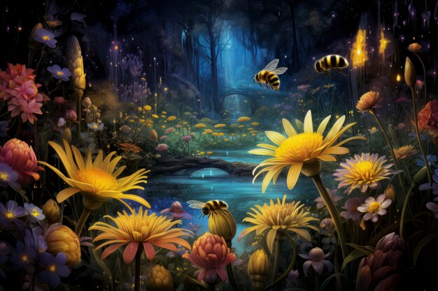 Fantasy style bee in nature