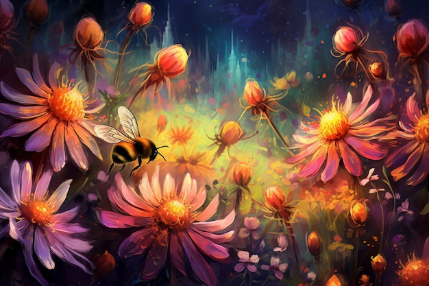 Free photo fantasy style bee in nature