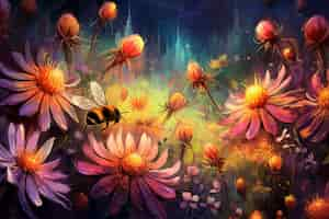 Free photo fantasy style bee in nature