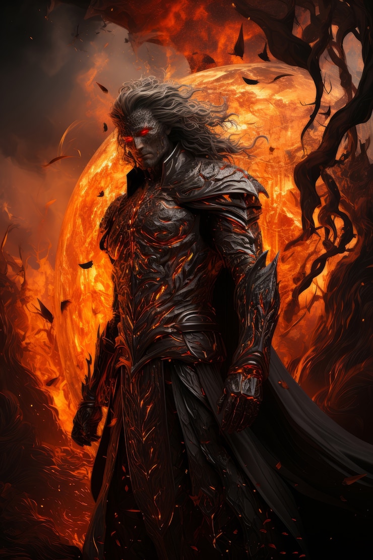 Free Photo fantasy style character on  fire