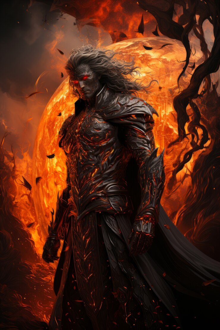 Free Photo fantasy style character on  fire