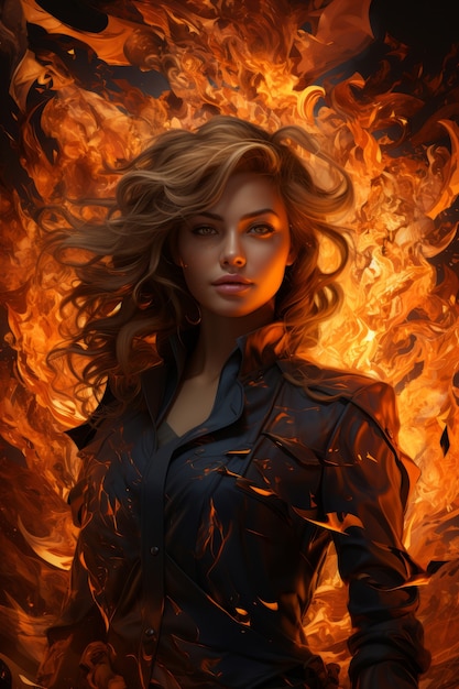 Free photo fantasy style character on  fire