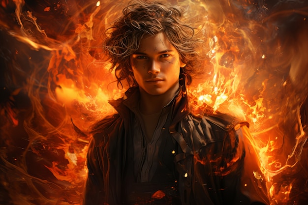 Free photo fantasy style character on  fire