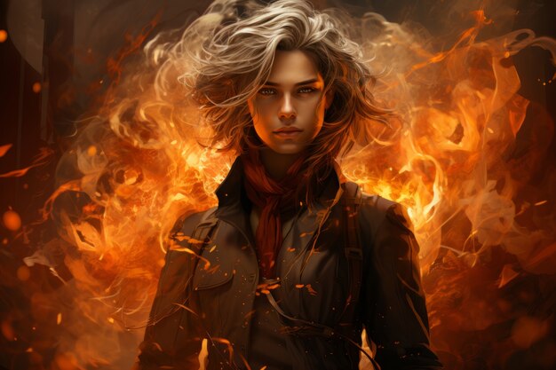 Fantasy style character on  fire