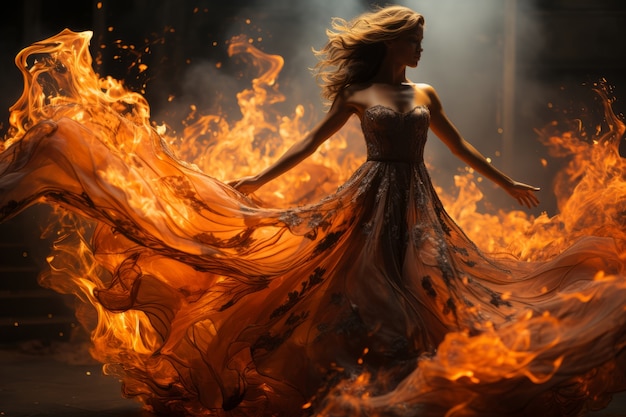 Foto gratuita personaggio in stile fantasy in fiamme