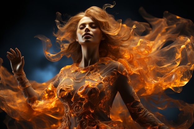 Foto gratuita personaggio in stile fantasy in fiamme