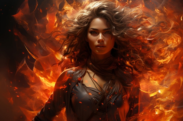 Free photo fantasy style character on  fire