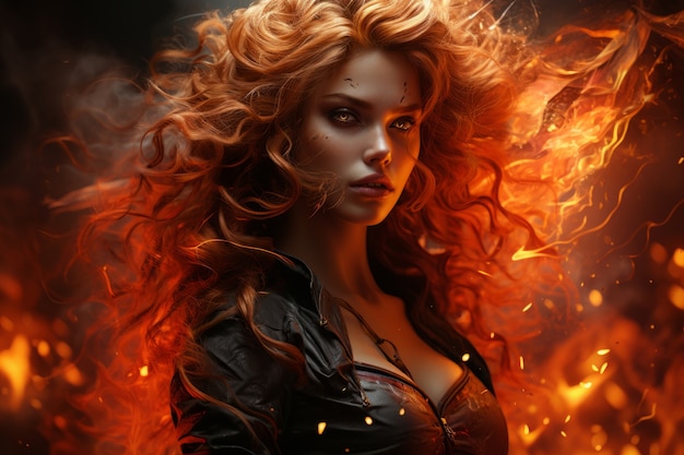 Free photo fantasy style character on  fire