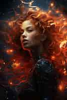 Free photo fantasy style character on  fire