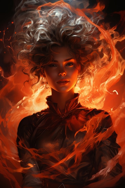 Free photo fantasy style character on  fire