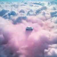 Free photo fantasy style clouds and car