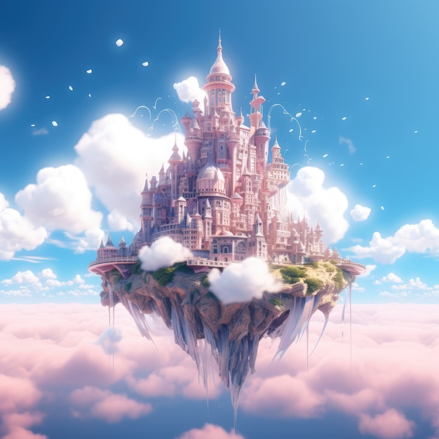ファンタジースタイルの雲と城
