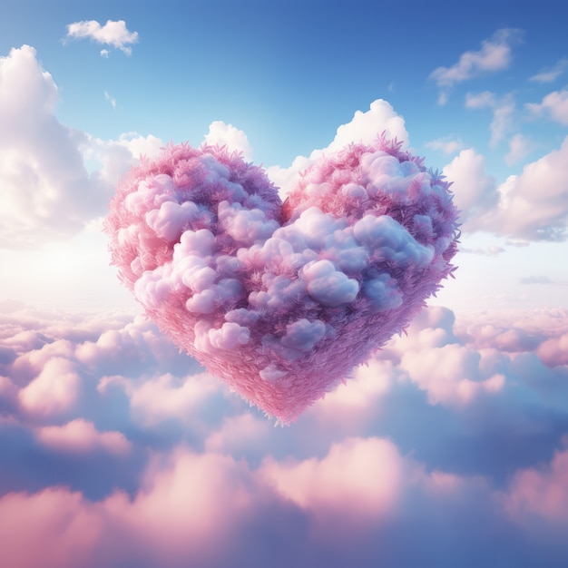 Foto gratuita nuvole in stile fantasy e forma di cuore