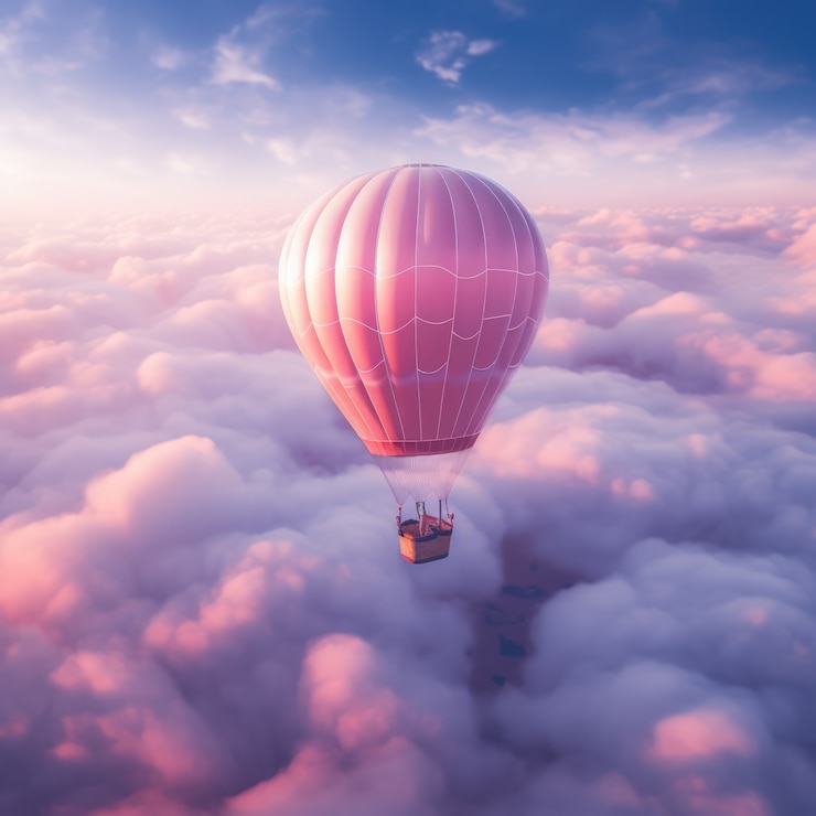 Free Photo fantasy style clouds and hot air balloon