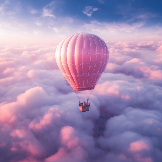 Облака в стиле фантазии и воздушный шар