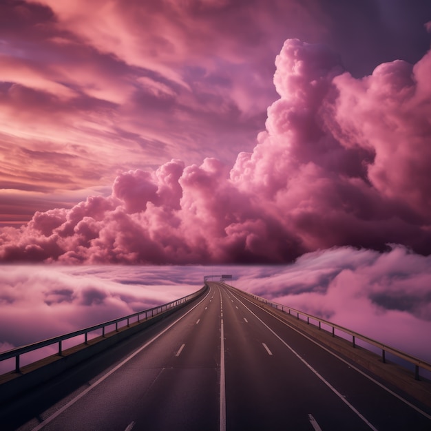 Fantasy style clouds and road