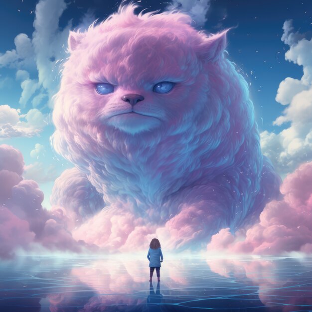 Fantasy style clouds with animal