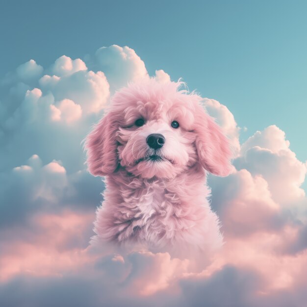 Fantasy style clouds with dog