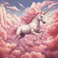 Foto gratuita nuvole in stile fantasy con unicorno