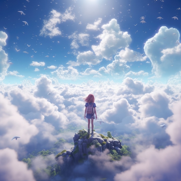 Free photo fantasy style clouds and woman