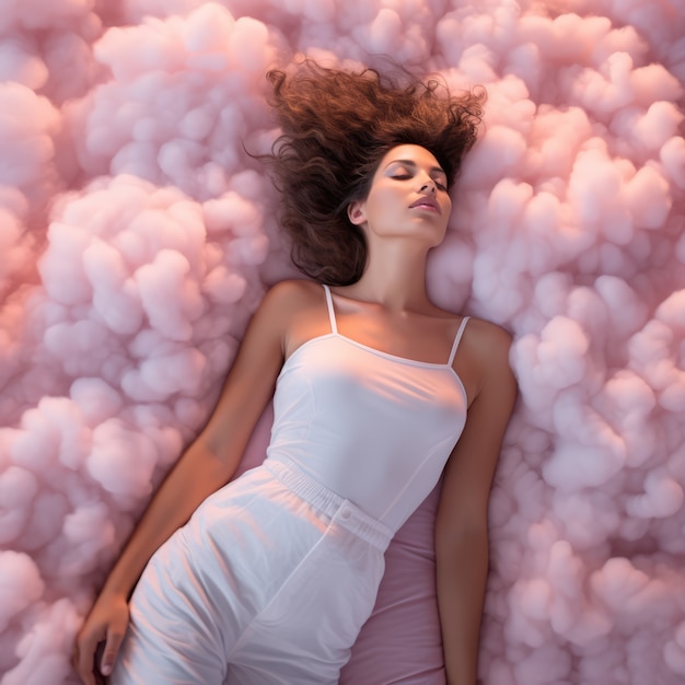 Free photo fantasy style clouds and woman