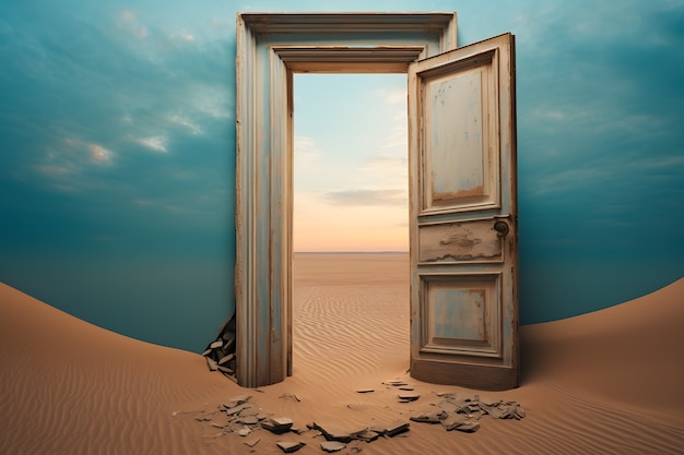 Fantasy style entryway or door with desert landscape