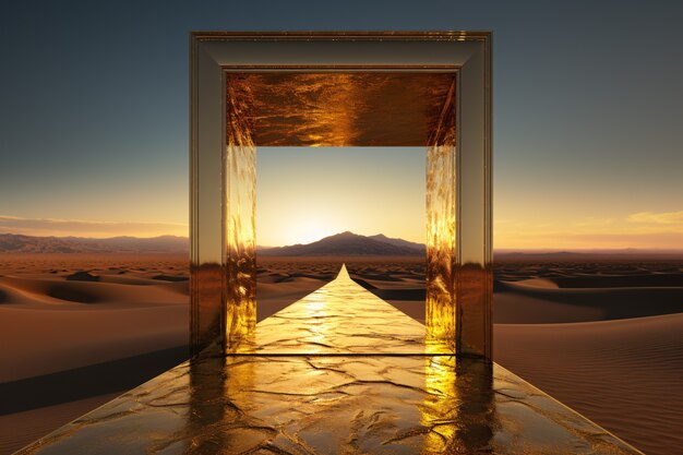 Fantasy style entryway or door with desert landscape