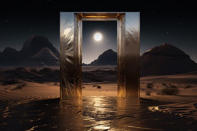 Fantasy style entryway or door with desert landscape
