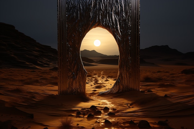 Fantasy style entryway or door with desert landscape