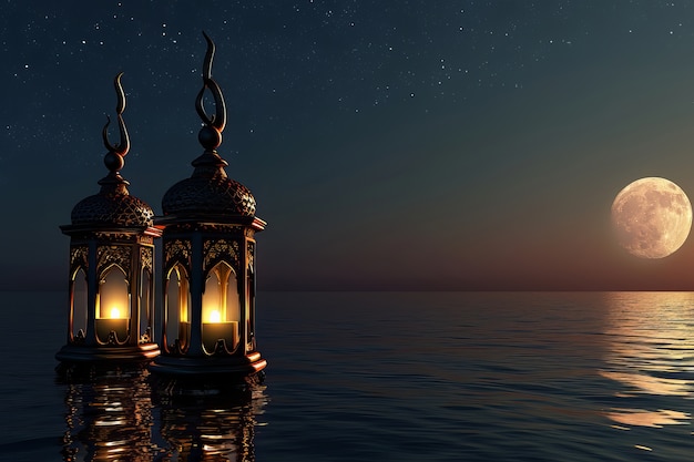 Foto gratuita lanterna in stile fantasy per la celebrazione islamica del ramadan