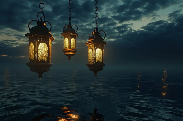 Foto gratuita lanterna in stile fantasy per la celebrazione islamica del ramadan