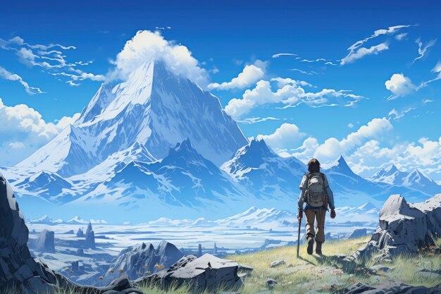 fantasy style scene with mountains landscape