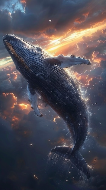 무료 사진 fantasy whale in the sky