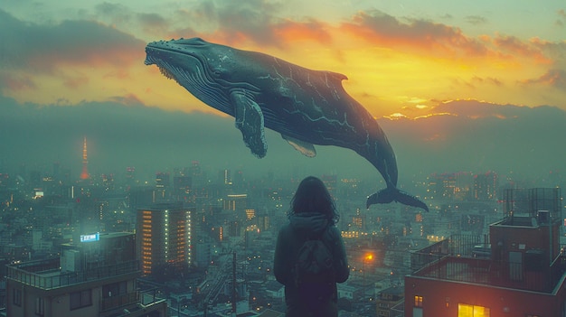 無料写真 fantasy whale in the sky