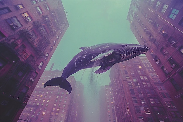 Free photo fantasy whale in the sky