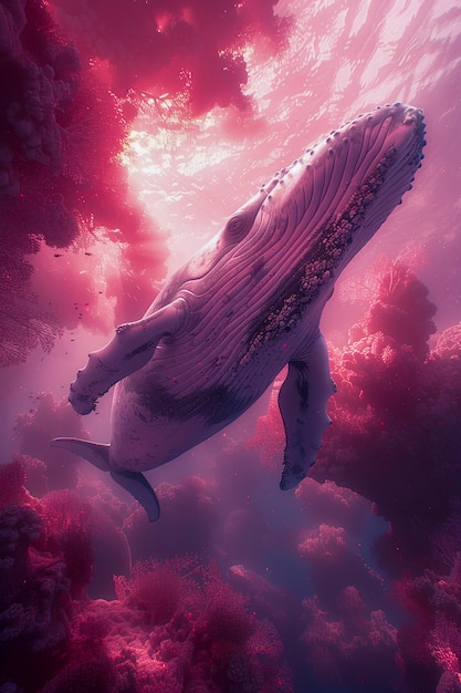 Free photo fantasy whale in the sky