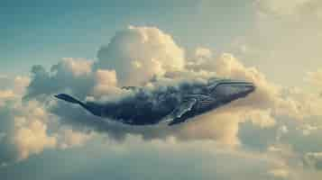 Free photo fantasy whale in the sky