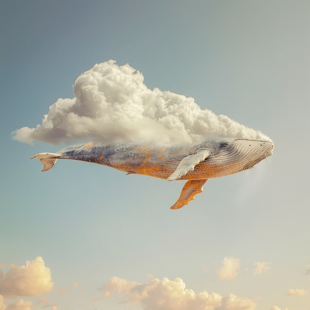 Free photo fantasy whale in the sky