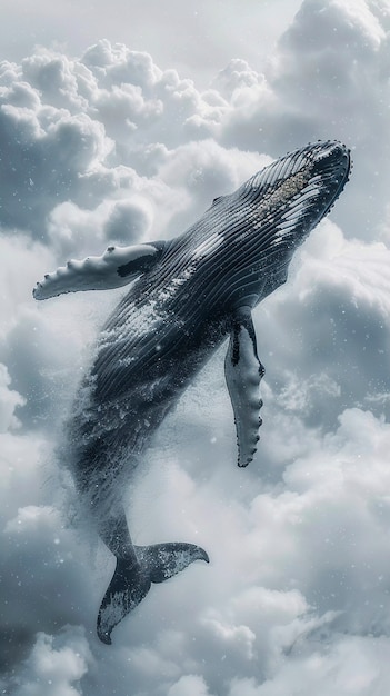 Free photo fantasy whale in the sky