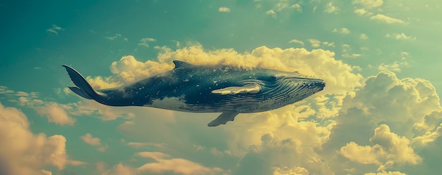 Fantasy whale in the sky